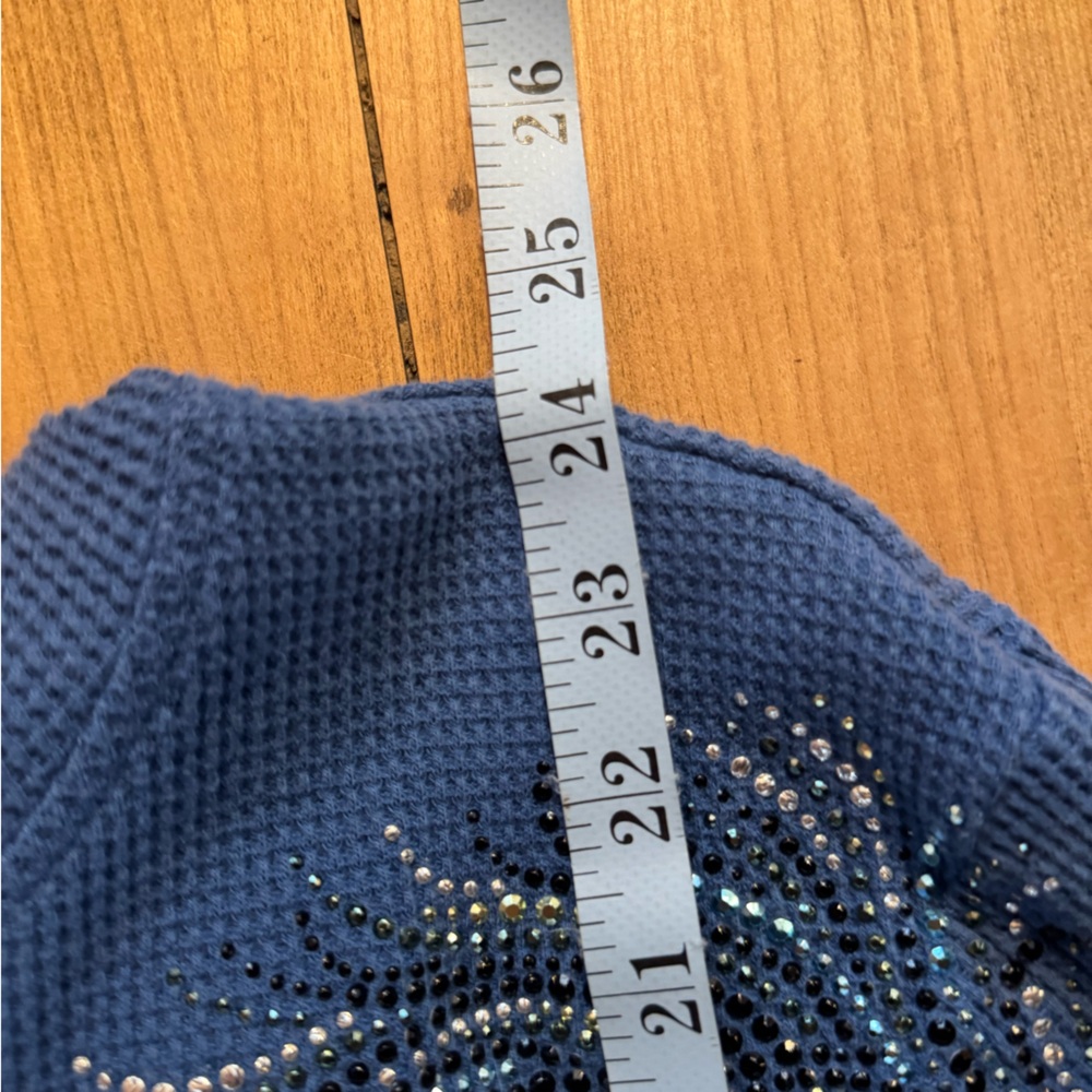Christine Alexander Cobalt Hooded Zip Sweater with Rhinestone Pull - Picture 8 of 9